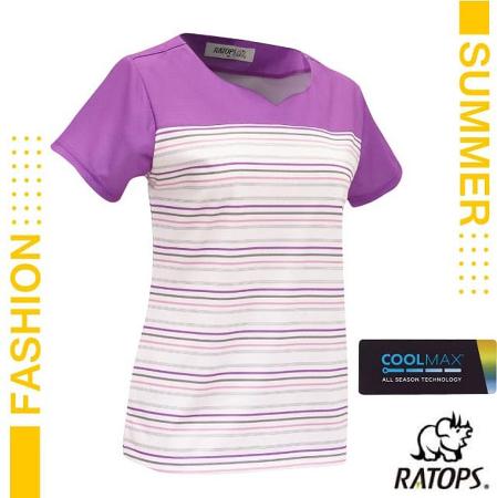 【瑞多仕-RATOPS】女款 COOLMAX 輕量透氣短袖條紋印花衫/DB1761 紫色/灰色/粉色✿30E010